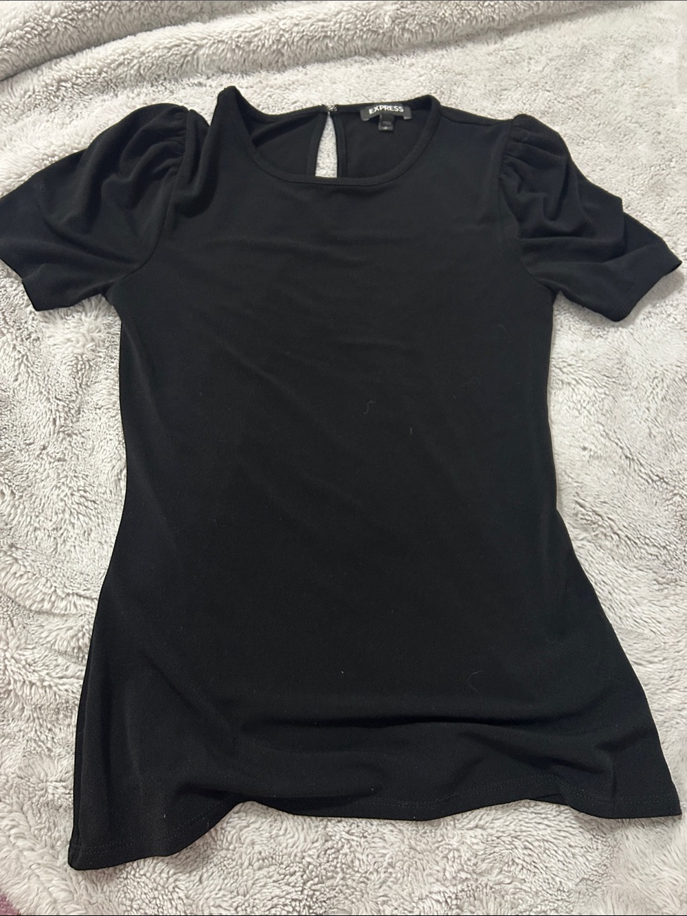 Express Black Puff Sleeve Crew Neck Tee